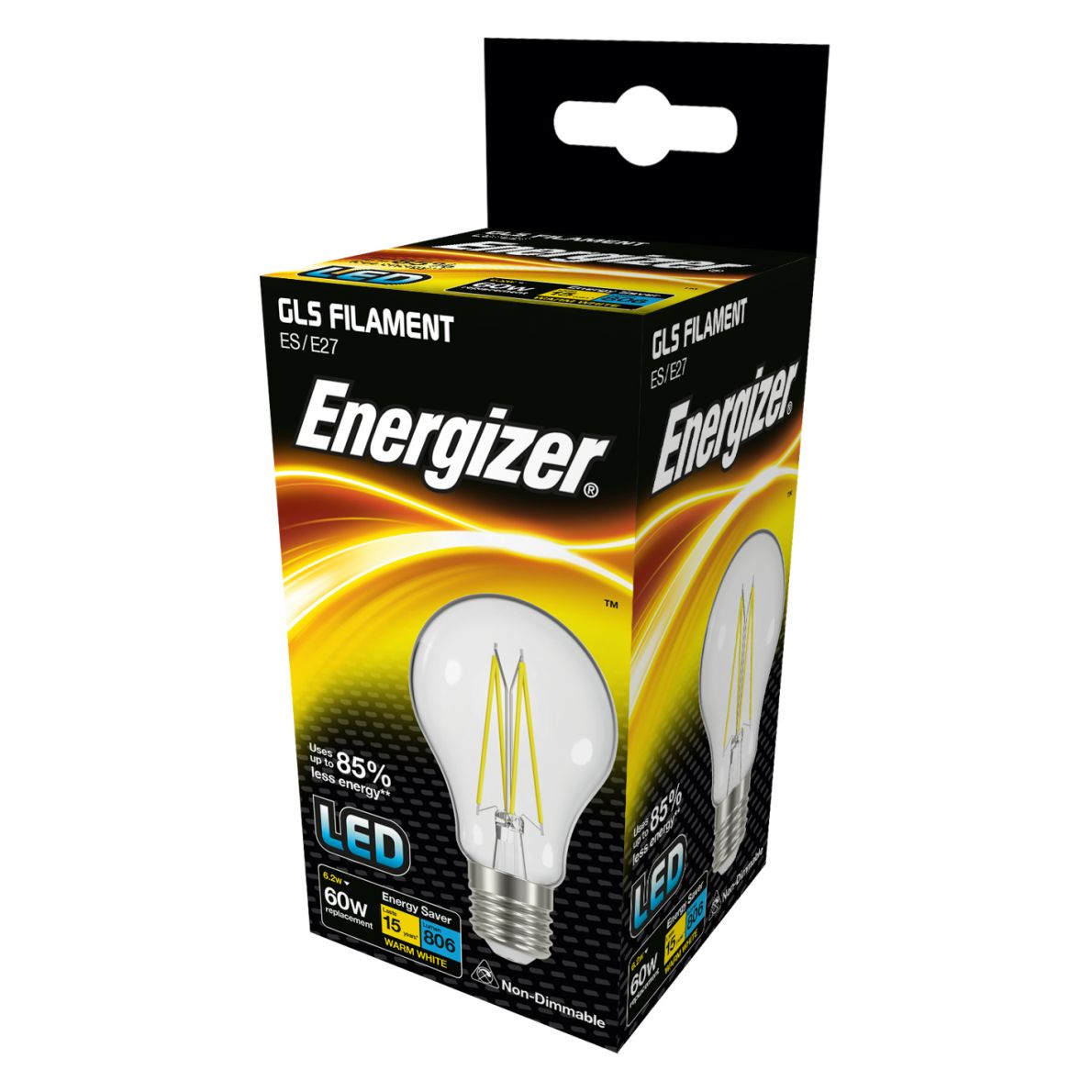 Energizer LED Filament Clear 6,2W (Eq 60W) E27, S12865, tvar GLS (klasická žárovka) 