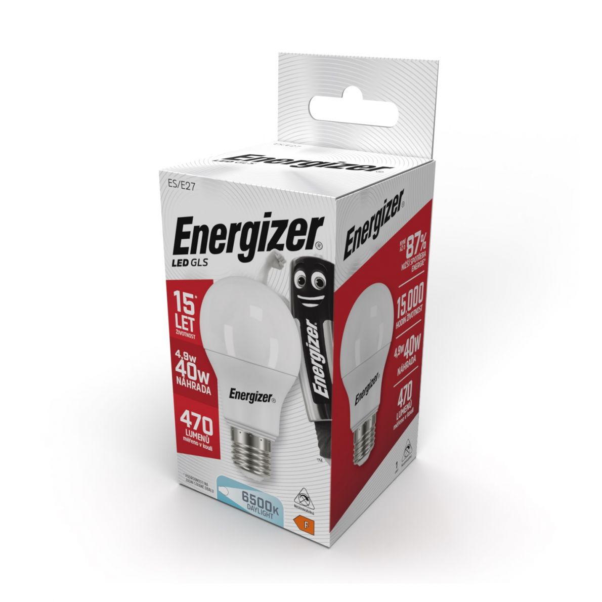 Energizer LED žárovka GLS E27 4,9W ( Eq40W) , 470lm, S18420,  studená bílá  