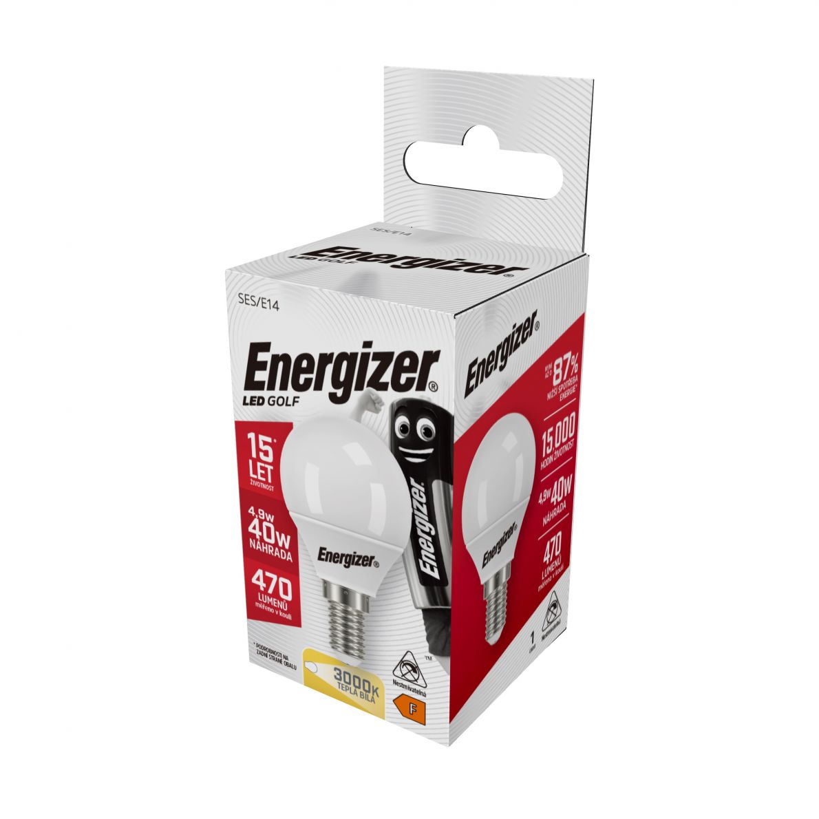 Energizer LED žárovka Globe 6W ( Eq 40W ) E14, S14386, teplá bílá  