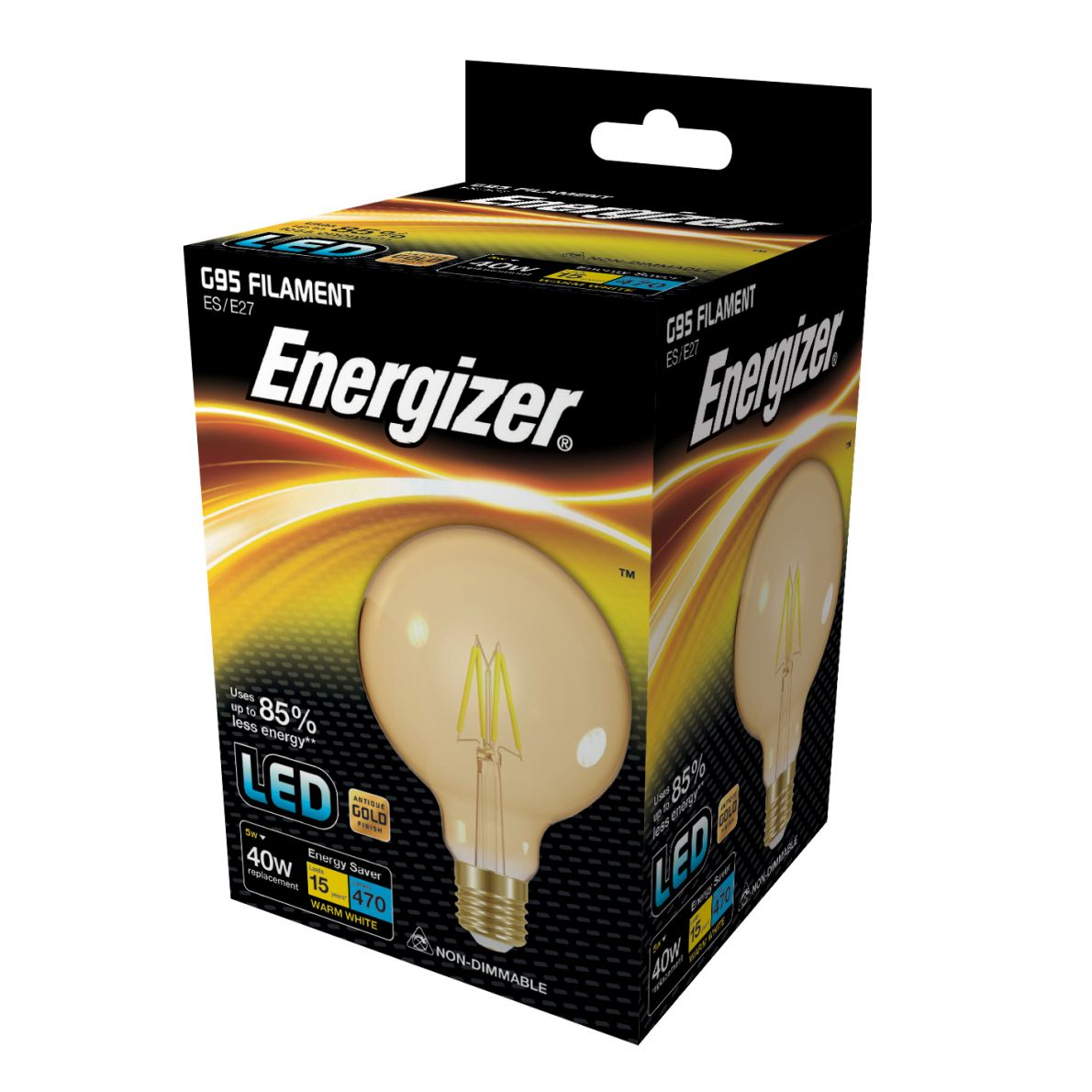 Energizer LED Filament GOLD 5W (Eq 40W) E27, S9434, tvar koule 