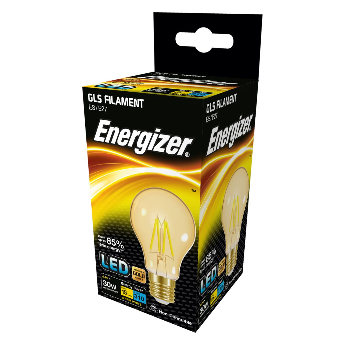 Energizer LED Filament GOLD 4,2W (Eq 30W) E27, S12860, tvar GLS (klasická žárovka) 