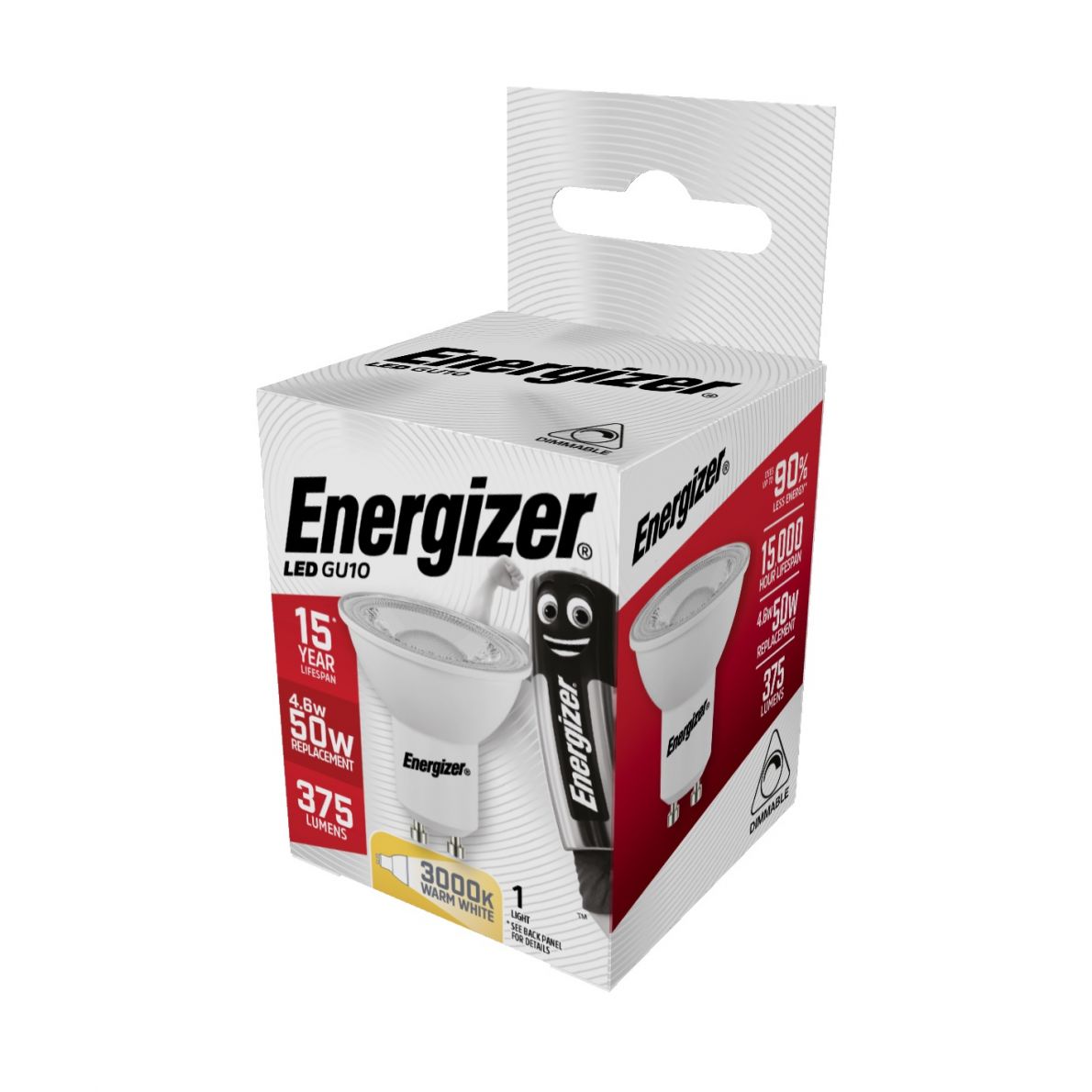 Energizer LED žárovka GU10 4,6W ( Eq 55 W ) S8826 stmívatelná , teplá bílá  