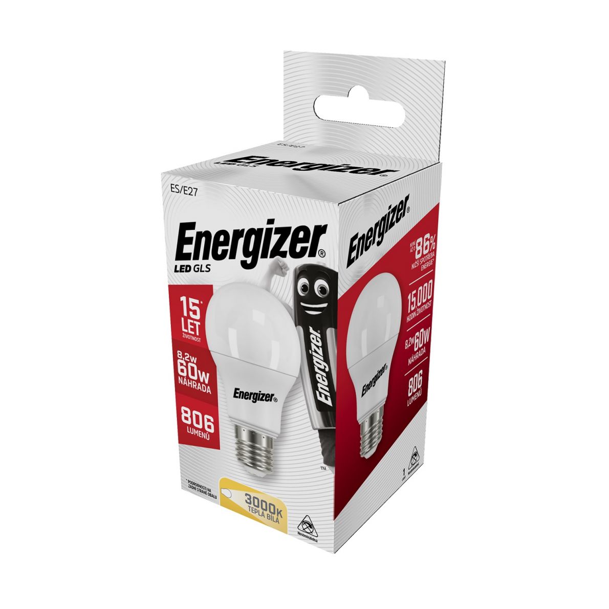 Energizer LED GLS žárovka 8,2W ( Eq 60W - žárovky) E27, S15233, teplá bílá, TOP produkt! 