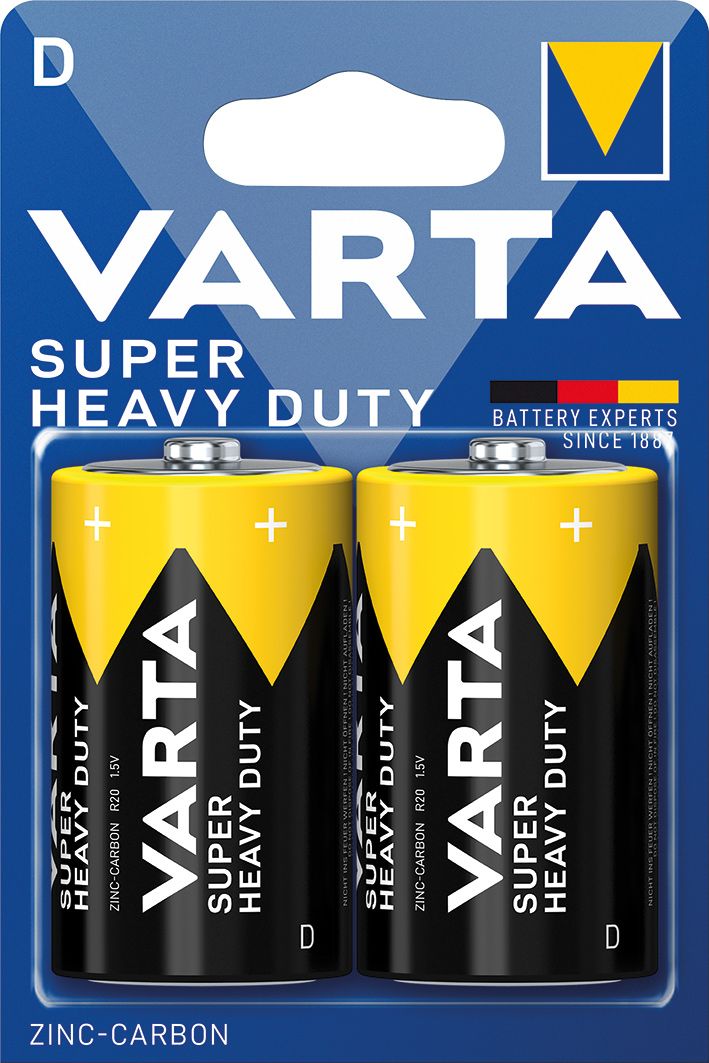 baterie VARTA 2020 Super heavy duty D R20 velké mono blister/2 ks 