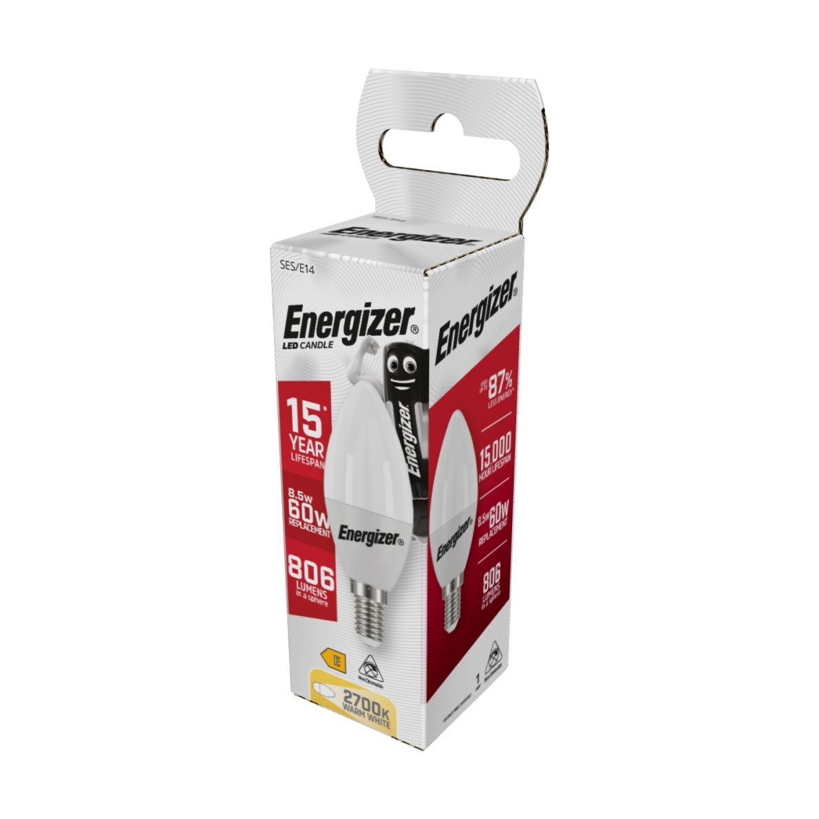 Energizer LED žárovka svíčka 8,5W / 60W S17359 , teplá bílá  