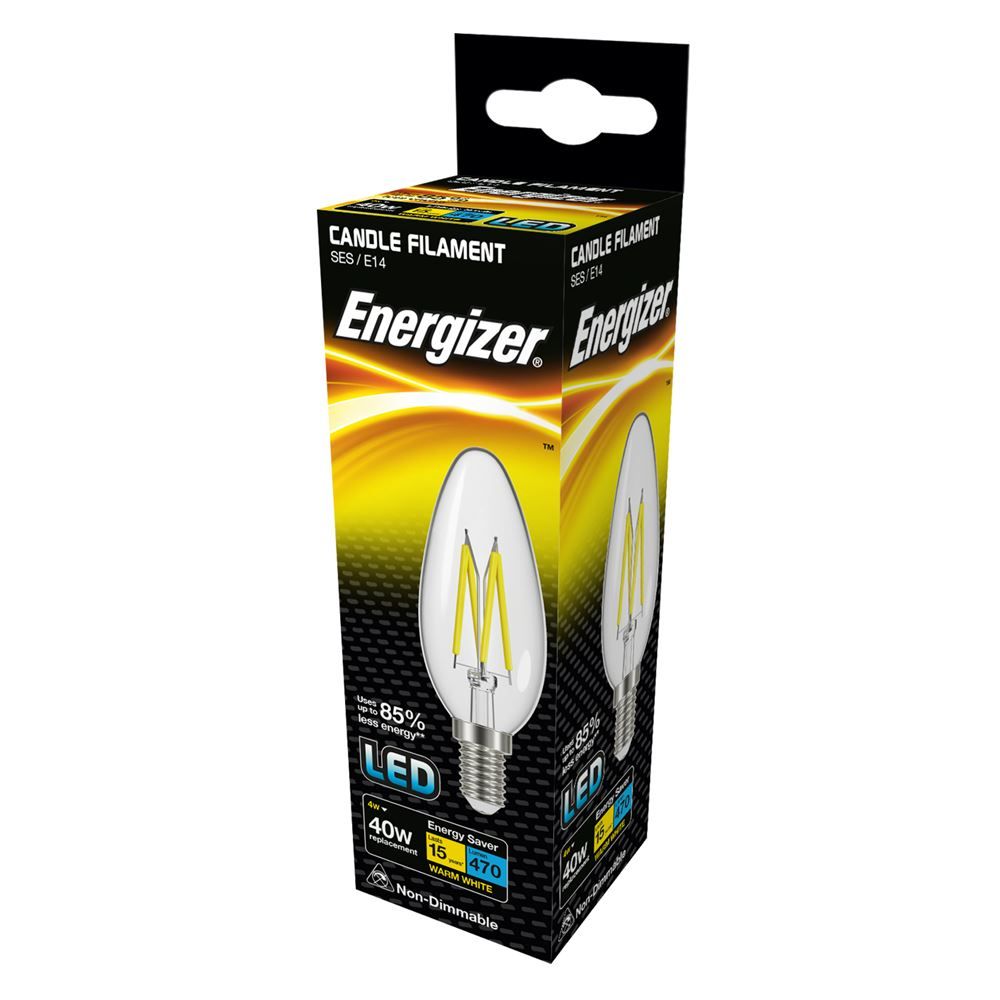 Energizer LED Filament Clear 4W (Eq 40W) E14, S12869, tvar svíčka 